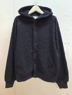 画像1: KIIT(キート) 10/-PILE JACQUARD HOODIE CARDIGAN KIO-T96-003(BLK) (1)