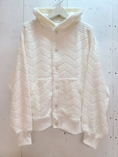 画像1: KIIT(キート) 10/-PILE JACQUARD HOODIE CARDIGAN KIO-T96-003(WHT) (1)