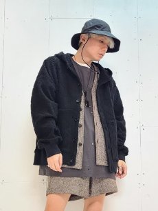 画像5: KIIT(キート) 10/-PILE JACQUARD HOODIE CARDIGAN KIO-T96-003(BLK) (5)