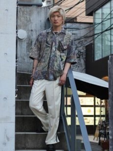 画像10: Takaya Hioki (タカヤヒオキ) REAL TREE PATTERN REMAKE JERSEY STITCH OPEN COLLER SHIRT (10)