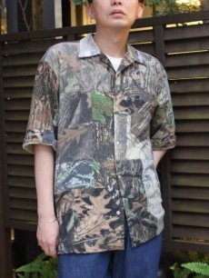 画像9: Takaya Hioki (タカヤヒオキ) REAL TREE PATTERN REMAKE JERSEY STITCH OPEN COLLER SHIRT (9)