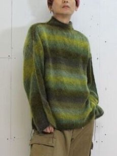 画像6: KIIT(キート) KIDMOHAIR BLEND GRADETION KNIT MOCK NECK PULLOVER KIP-K59-800 (YEL×GRN) (6)