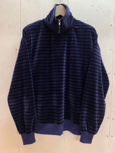 画像1: KIIT(キート) C/P HEAVY VELOR BORDER HIGH NECK ZIP UP PULLOVER KIP-T59-003 (1)