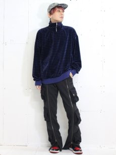 画像7: KIIT(キート) C/P HEAVY VELOR BORDER HIGH NECK ZIP UP PULLOVER KIP-T59-003 (7)