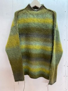 画像1: KIIT(キート) KIDMOHAIR BLEND GRADETION KNIT MOCK NECK PULLOVER KIP-K59-800 (YEL×GRN) (1)