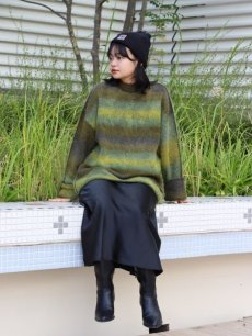 画像16: KIIT(キート) KIDMOHAIR BLEND GRADETION KNIT MOCK NECK PULLOVER KIP-K59-800 (YEL×GRN) (16)