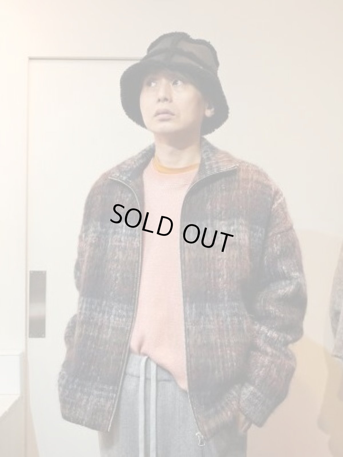 画像9: KIIT(キート) MOHAIR BLEND WOOL SHAGGY CHECK HIGH NECK FULL ZIP JKT KIP-Y93-802 (9)