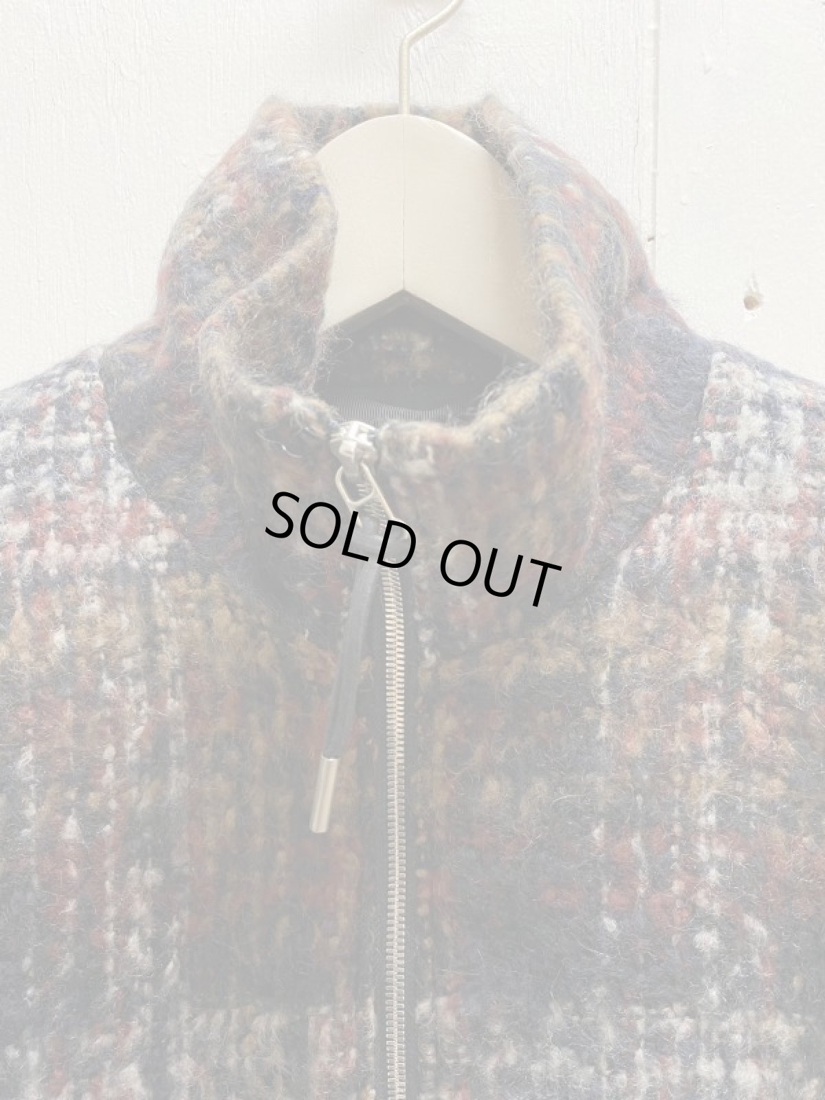 画像2: KIIT(キート) MOHAIR BLEND WOOL SHAGGY CHECK HIGH NECK FULL ZIP JKT KIP-Y93-802 (2)