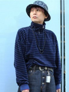 画像15: KIIT(キート) C/P HEAVY VELOR BORDER HIGH NECK ZIP UP PULLOVER KIP-T59-003 (15)