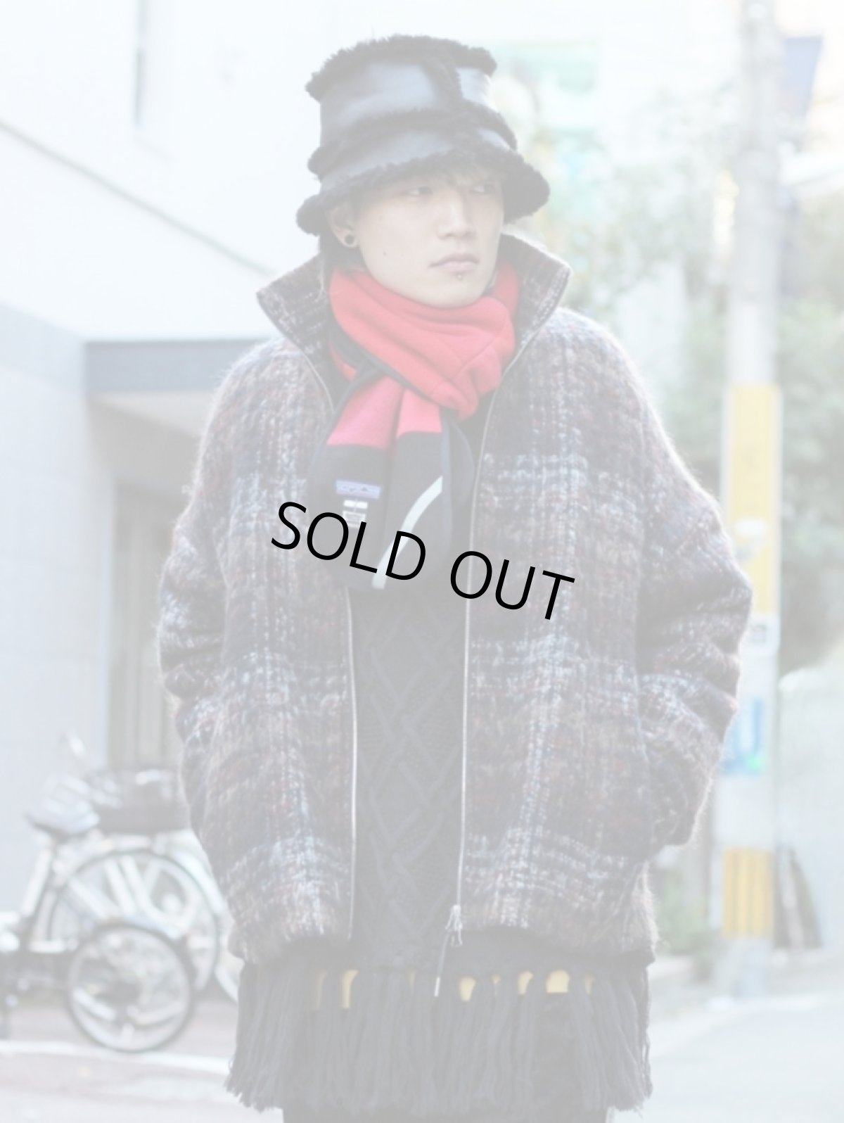 画像11: KIIT(キート) MOHAIR BLEND WOOL SHAGGY CHECK HIGH NECK FULL ZIP JKT KIP-Y93-802 (11)