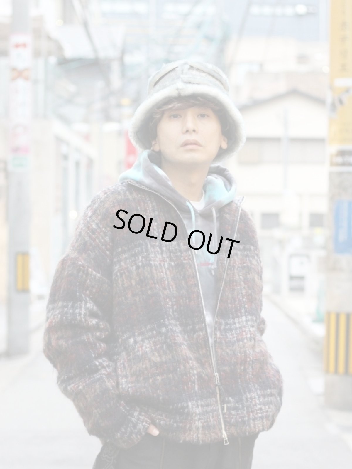 画像14: KIIT(キート) MOHAIR BLEND WOOL SHAGGY CHECK HIGH NECK FULL ZIP JKT KIP-Y93-802 (14)