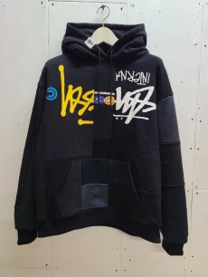 画像1: Takaya Hioki (タカヤヒオキ) OLD STUSSY REMAKE PULL OVER HOODIE  REBEL ELEMENTS EXCLUSIVE "DAMAGE"(B) (1)