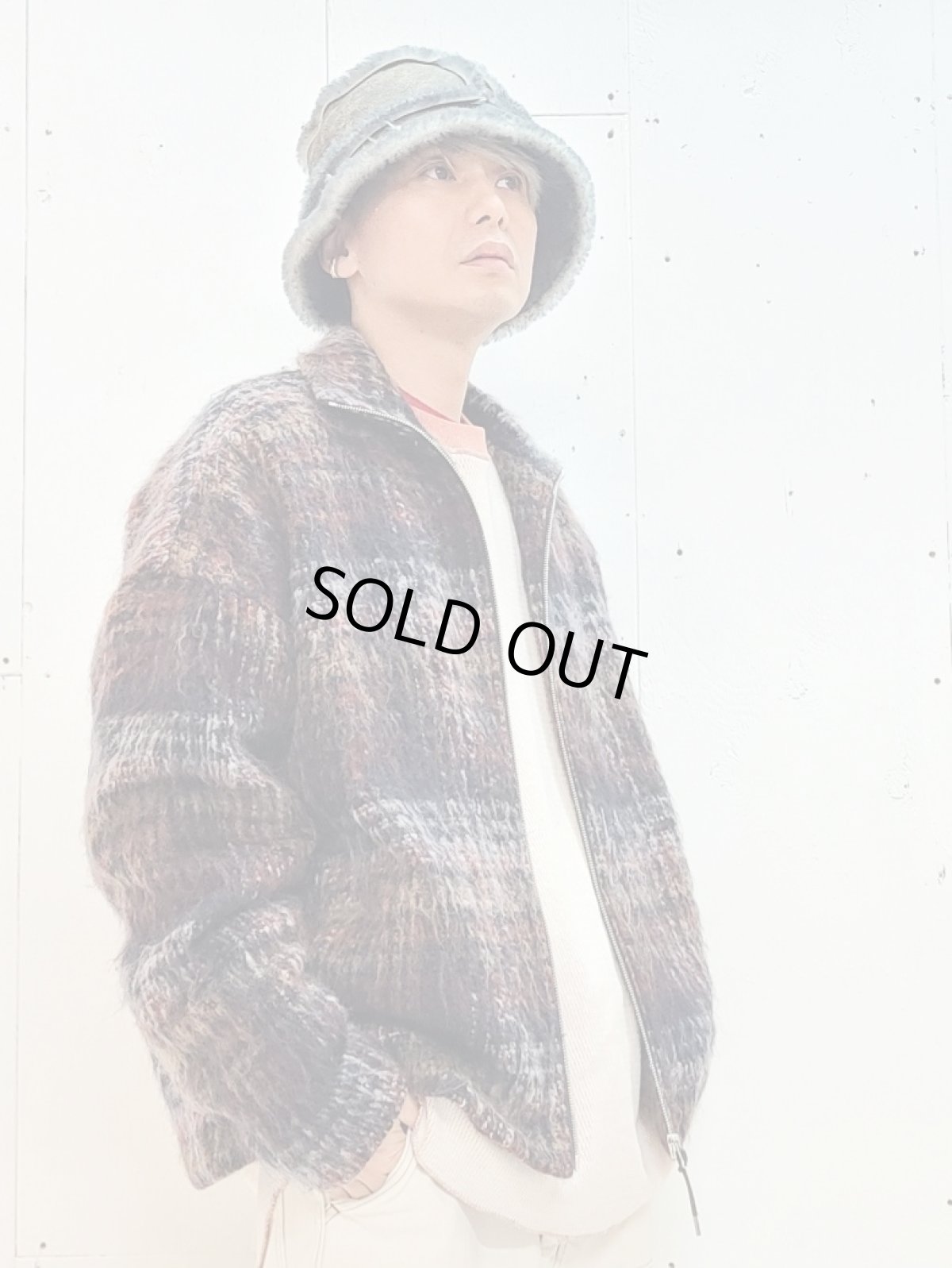 画像15: KIIT(キート) MOHAIR BLEND WOOL SHAGGY CHECK HIGH NECK FULL ZIP JKT KIP-Y93-802 (15)