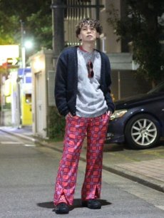 画像4: children of the discordance(チルドレンオブザディスコーダンス) PRINT CHECK × BANDANA TROUSERS COTDPT-388(RED) (4)