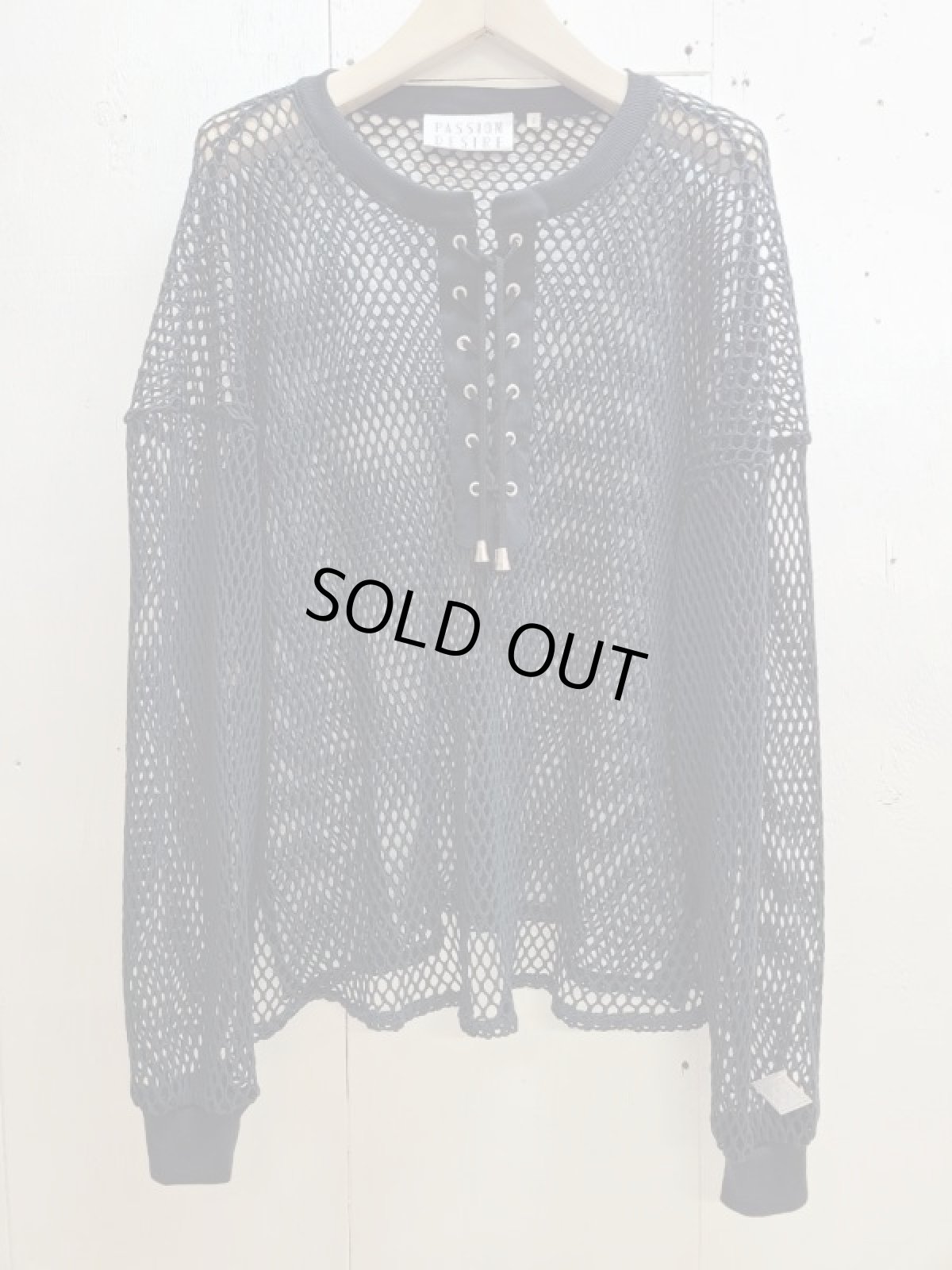 画像1: el conductorH(コンダクター) COTTON LACEUP LONG SLEEVE MESH TOP PD24SC03(BLK) (1)