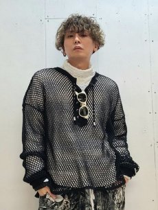 画像4: el conductorH(コンダクター) COTTON LACEUP LONG SLEEVE MESH TOP PD24SC03(BLK) (4)