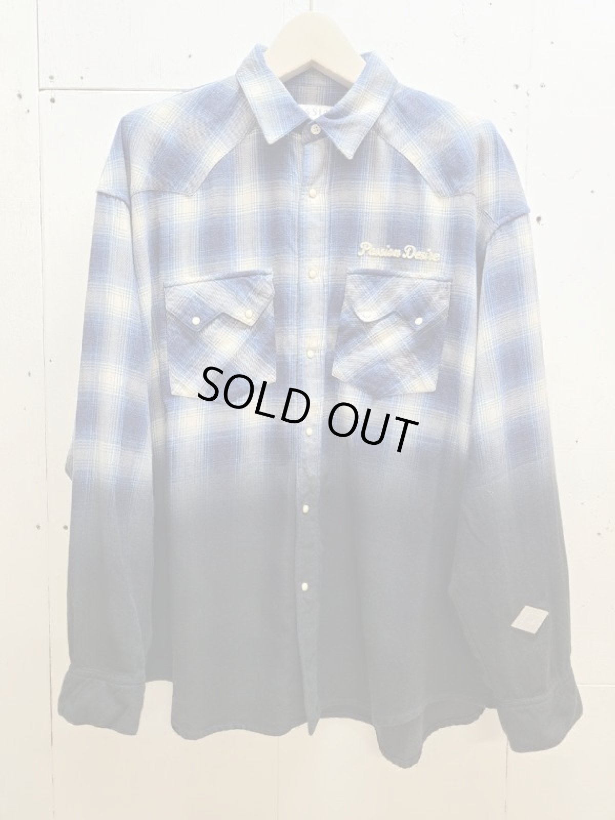 画像1: el conductorH(コンダクター) HALF DYED CHECK FLANNEL COWBOY SHIRT PD24SS02(BLU) (1)