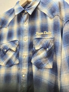 画像2: el conductorH(コンダクター) HALF DYED CHECK FLANNEL COWBOY SHIRT PD24SS02(BLU) (2)