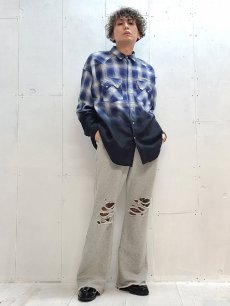 画像6: el conductorH(コンダクター) HALF DYED CHECK FLANNEL COWBOY SHIRT PD24SS02(BLU) (6)