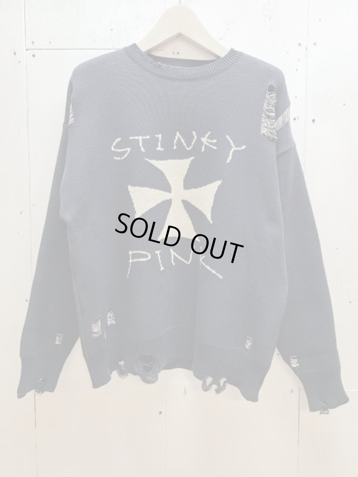 画像1: A PUZZLING HOME(アパズリングホーム) IRON CROSS COTTON KNIT 24ss-007(BLK) (1)