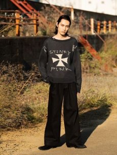 画像15: A PUZZLING HOME(アパズリングホーム) IRON CROSS COTTON KNIT 24ss-007(BLK) (15)