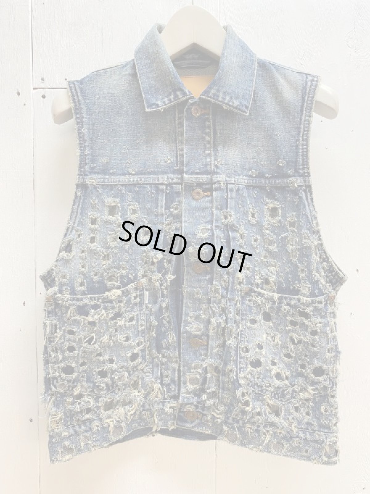 画像1: SUGARHILL(シュガーヒル)CRASHED MODERN DENIM VEST 2441000423  (1)