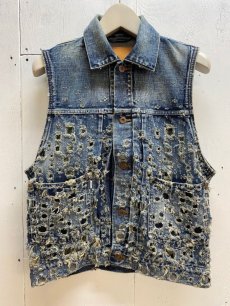 画像1: SUGARHILL(シュガーヒル)CRASHED MODERN DENIM VEST 2441000423  (1)