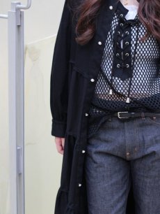 画像18: el conductorH(コンダクター) COTTON LACEUP LONG SLEEVE MESH TOP PD24SC03(BLK) (18)