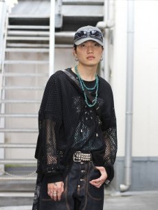 画像15: el conductorH(コンダクター) COTTON LACEUP LONG SLEEVE MESH TOP PD24SC03(BLK) (15)