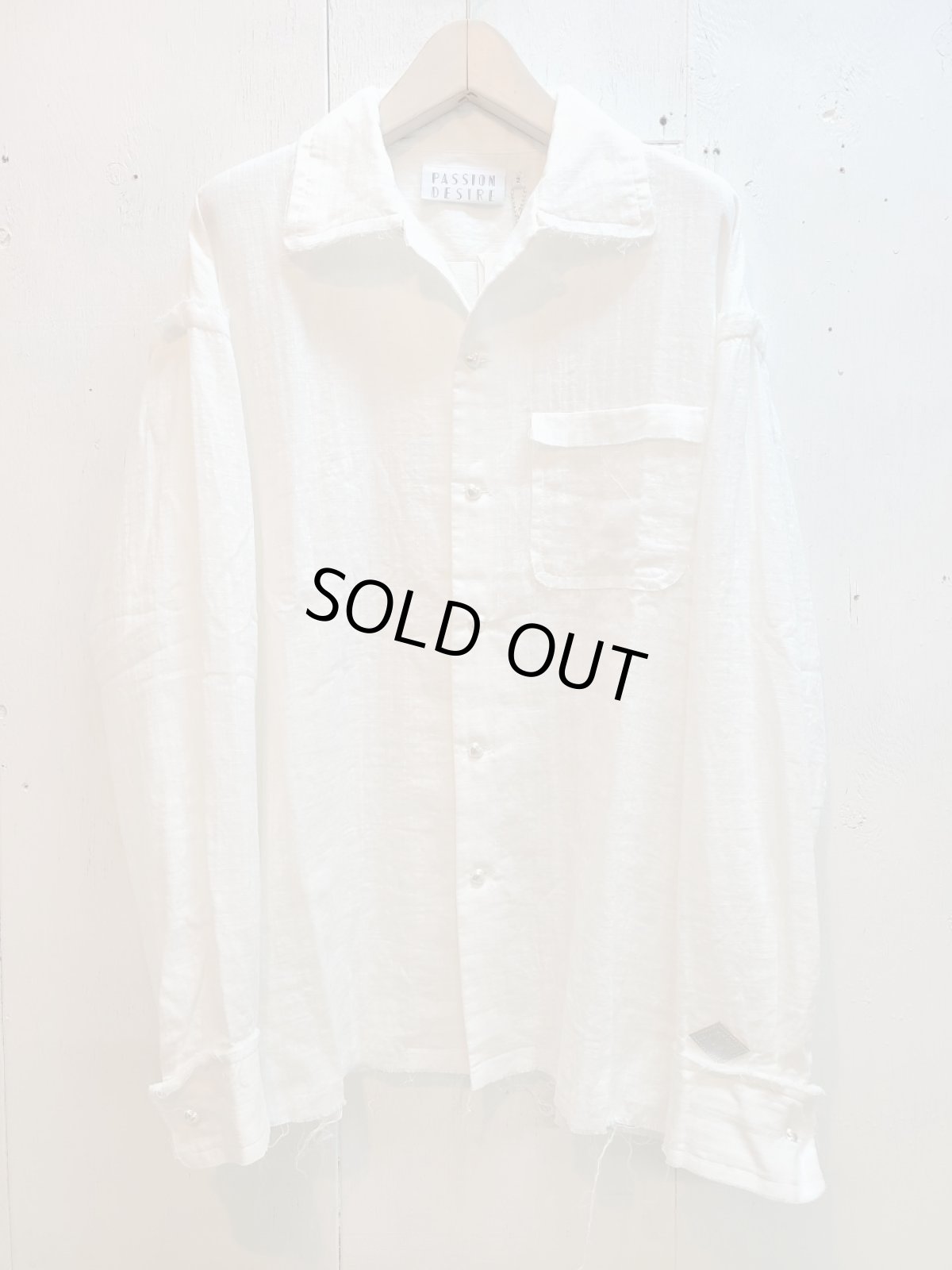 画像1: el conductorH(コンダクター) OPEN COLLAR FRAYED SHIRT PD25SS01 (WHT) (1)