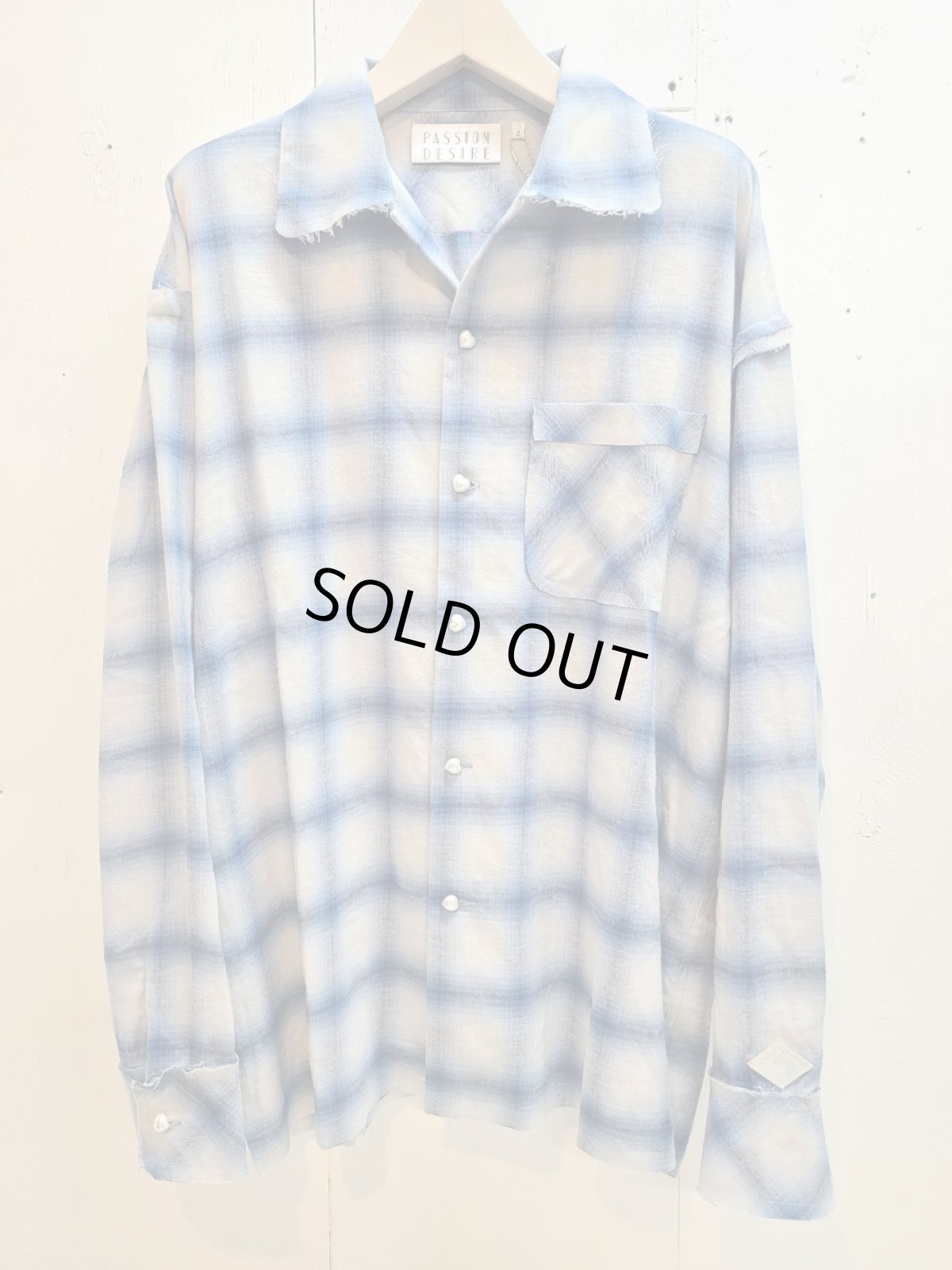 画像1: el conductorH(コンダクター) OPEN COLLAR FRAYED SHIRT PD25SS01 (BLU) (1)