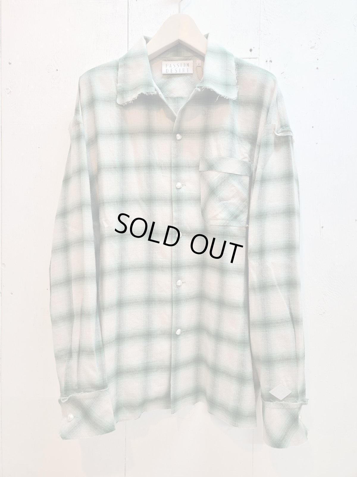 画像1: el conductorH(コンダクター) OPEN COLLAR FRAYED SHIRT PD25SS01 (GRN) (1)