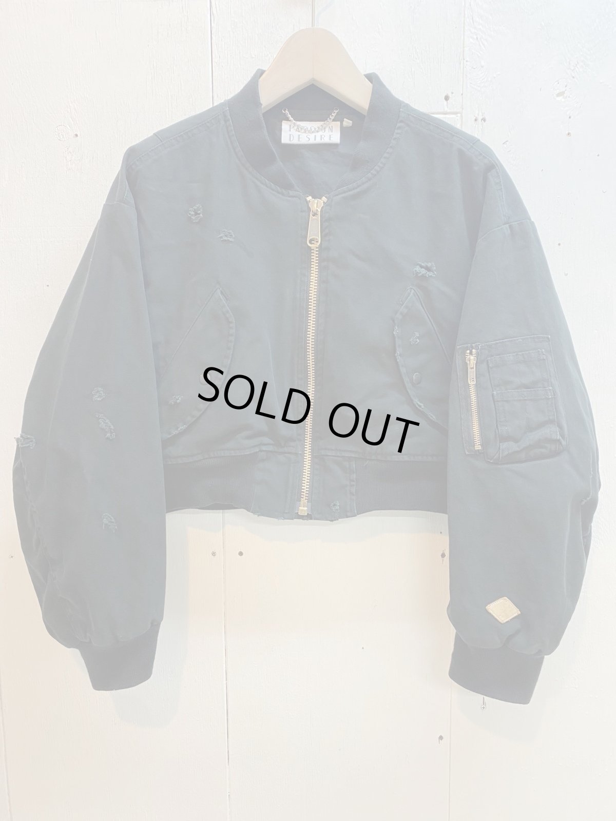 画像1: el conductorH(コンダクター) COTTON DISTRESSED SHORT FLIGHT JKT PD25SJ02(BLK) (1)