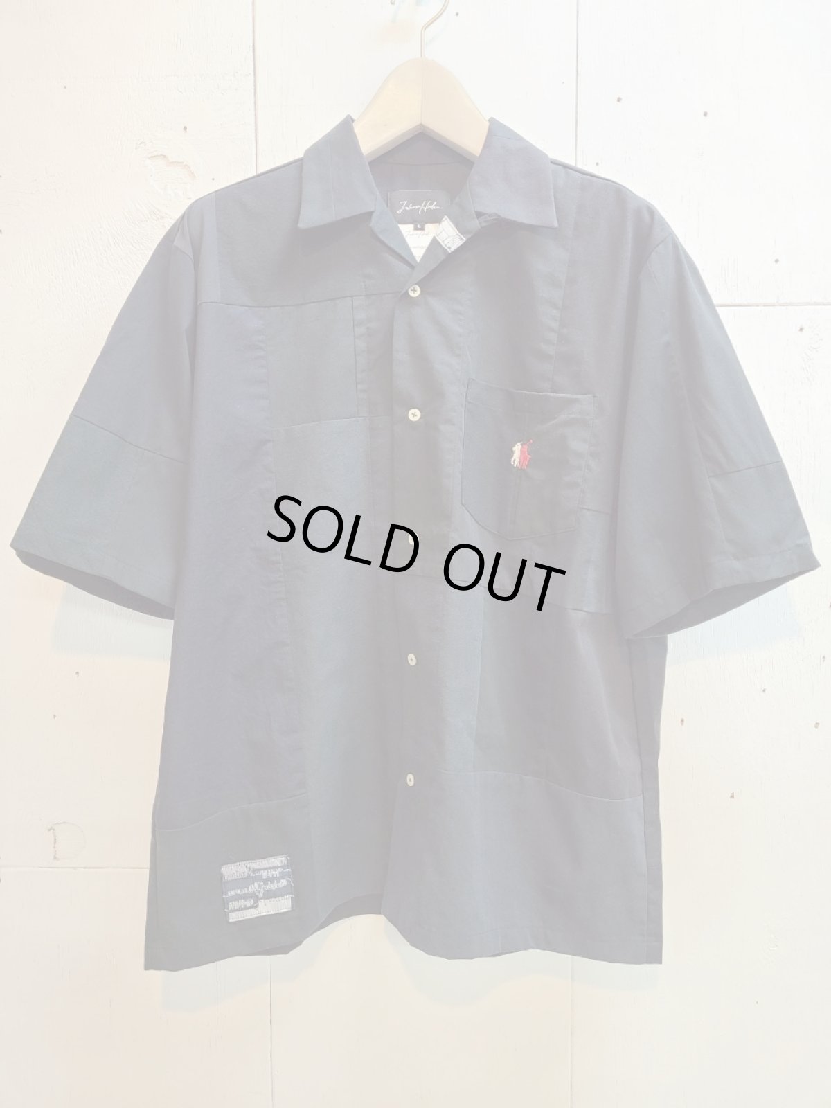 画像1: Takaya Hioki (タカヤヒオキ) POLO REMAKE OPEN COLLAR SHIRT (B) (1)