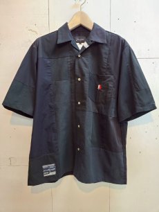 画像1: Takaya Hioki (タカヤヒオキ) POLO REMAKE OPEN COLLAR SHIRT (B) (1)