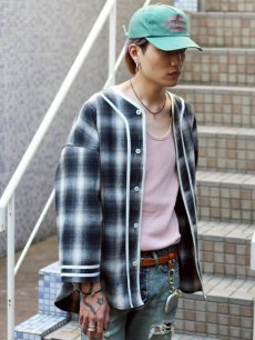 画像7: el conductorH(コンダクター) CHECK FLANNEL BASEBALL SHIRT PD25MS01 (7)