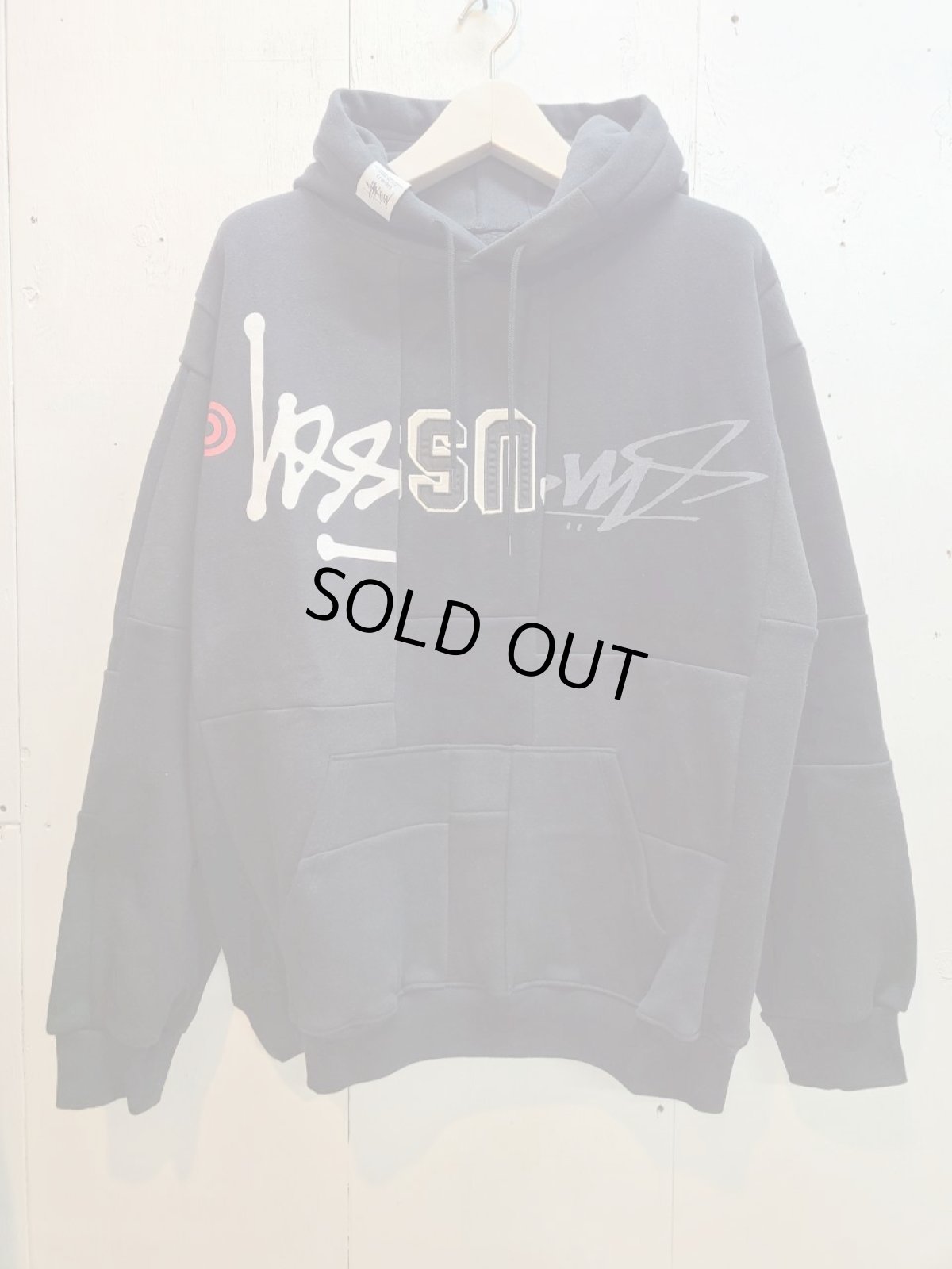 画像1: Takaya Hioki (タカヤヒオキ) OLD STUSSY REMAKE PULL OVER HOODIE (BLK) (1)