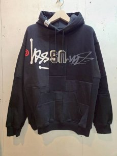 画像1: Takaya Hioki (タカヤヒオキ) OLD STUSSY REMAKE PULL OVER HOODIE (BLK) (1)