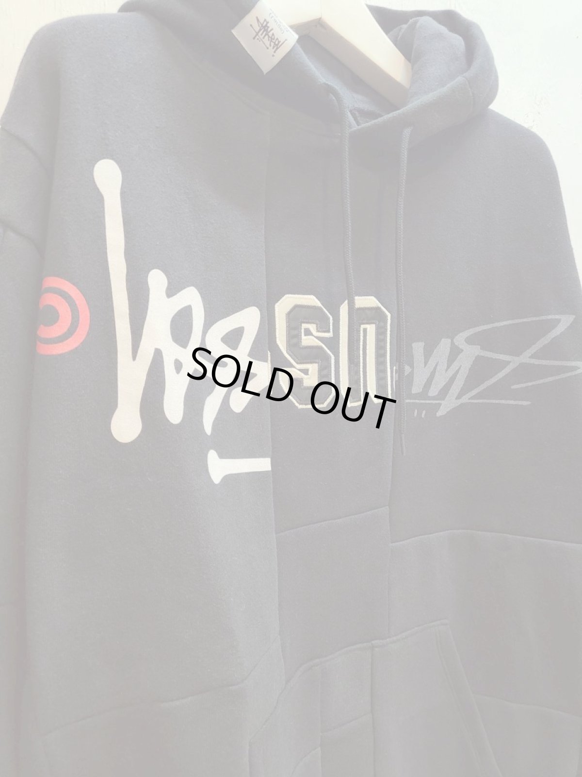 画像2: Takaya Hioki (タカヤヒオキ) OLD STUSSY REMAKE PULL OVER HOODIE (BLK) (2)